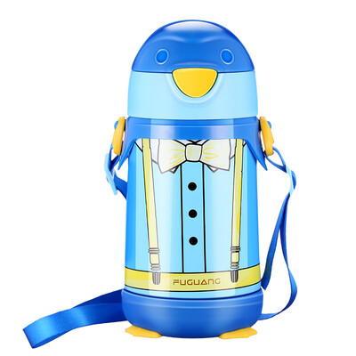 

Fuguang small Q series childrens vacuum stainless steel vacuum flask with rope portable insulation cup baby with straw leakproof kettle learning drink cup blue 320ml WFZ1051-320
