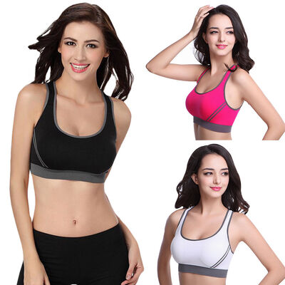 

Women Yoga Fitness Stretch Workout Tank Top Seamless Racerback Padded Sports Bra