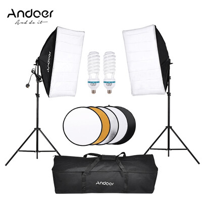 

Andoer Photography Studio Softbox Lighting Tent Kit Photo Video Equipment 2 135W Bulb 2 Light Stand 2 Softbox 1 60cm 5in1