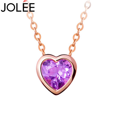 

Feather JOLEE18K gold amethyst pendant heart necklace fashion Korean clavicle chain send girlfriend wife gift rose gold one yards