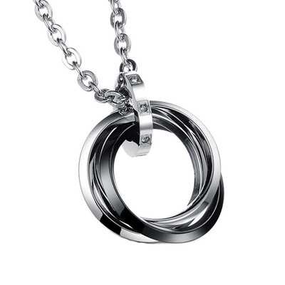 

Multi Circle Rings Подвеска Ожерелье Личность Титан Нержавеющая Ювелирные Влюбленные Пара Цепи Корейский Стиль Ключ Украшения Acce