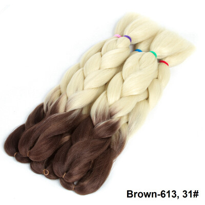 

1-pack 24 "Afro Jumbo Braids Наращивание волос Высокая температура Kanekalon Синтетическое волокно Вязание крючком для волос Подар