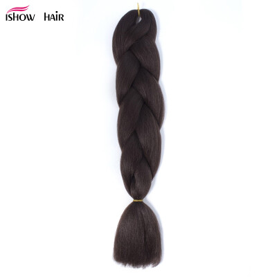 

Ishow 24inch Synthetic Braiding Hair Pure Color HighTemperature KanekalonJumbo Braid Hair Extensions Crochet Yaki Texture 1pc/100g