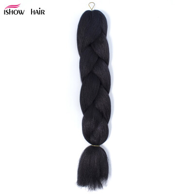 

Ishow 24inch Synthetic Braiding Hair Pure Color HighTemperature KanekalonJumbo Braid Hair Extensions Crochet Yaki Texture 1pc/100g