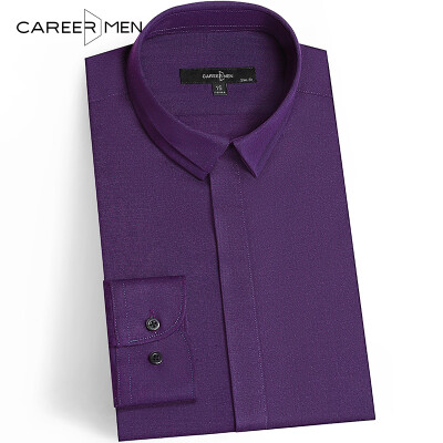 

CareerMen Men's Fashion Slim Fit Non Iron Jacquard Square Collar Long Sleeve Dress Shirt