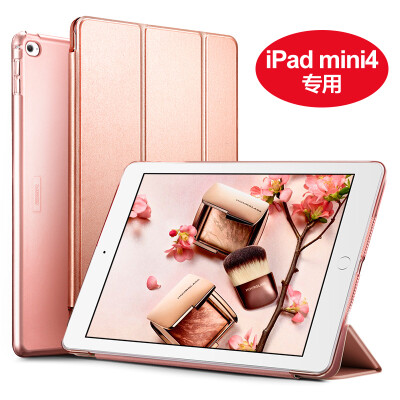 

Billion color ESR Apple iPad mini4 protective sleeve shell three fold stand thin drop shatter-resistant sleeping holster Yue color series rose gold