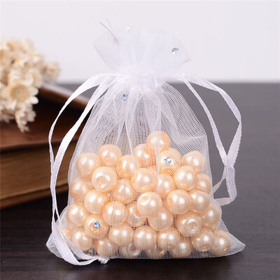 

PH PANDAHALL 100 Pcs PeachPuff Heart Drawstring Organza Gift Bags Wedding Party Candy Favor Bags