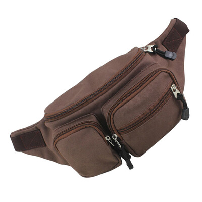 

Waist Packs Multi-functional canvas Waist pockets, outdoor leisure sports phone chest, brown 560100
