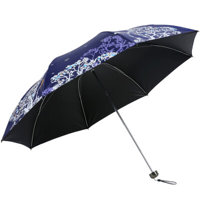 

Paradise umbrella black plastic UPF50 polyester silk spinning tri-fold ultra-light sun umbrella umbrella 31839E navy