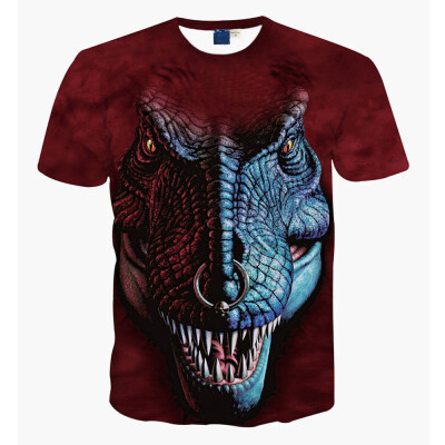 

3D Printed T-shirts Men Short sleeve Blouse Hipster Costume Boys Tops -Dinosaur&His Ring