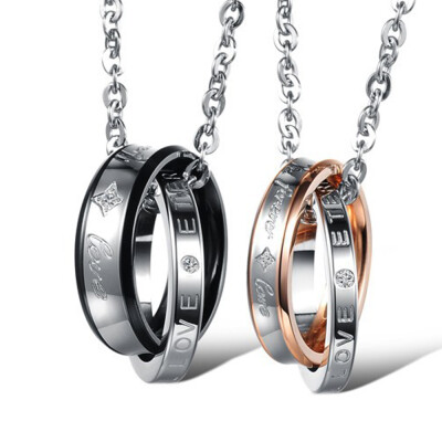 

Fashion EU Style "Forever Love" Pendant Necklace Set Stainless Steel Lovers Couple Promise Clavicle Chain Jewelry Gift