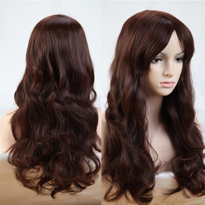 

Anime Cosplay Synthetic Wig Long Curly Wavy Heat Resistant Fiber Full Wig with Bangs Layered Vogue for Women