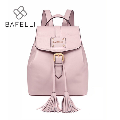 

Маленький рюкзак BAFELLI Подлинная кожа шнурка кисточка розовый mochilas mujer дорожная сумка подростки девочки школьный рюкзак женщины