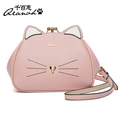 

Thousands of Huihui female bag Korean version of the wild small bag simple creative personality single shoulder Messenger bag cat ears 01 1598-1 red
