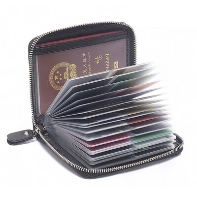 

Orpheum OFLM card package female cowhide 40 card business card holder card package male zipper passport bag driving license leather case card set KB-40 pink