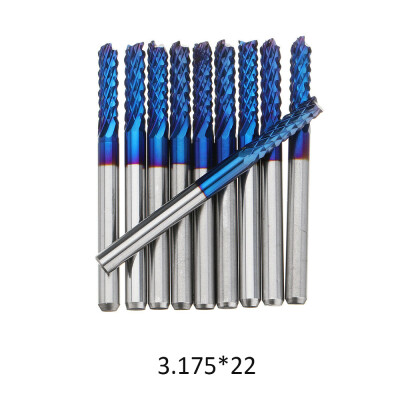 

10pcs 3175 Shank Blue Coated CNC End Mills Carbide Milling Cutter Router Bit For Milling Machine PCB Engraving