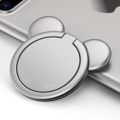 

Jaguar JEARLAKON JK-Z08 mobile phone holder ring buckle multi-purpose desktop bed lazy metal bear head car iPad tablet holder silver