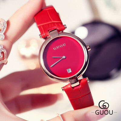 

GUOU Luxury Fashion Women Dress Wristwatch Ladies Simple Quartz Watch Calendar Analog Clock