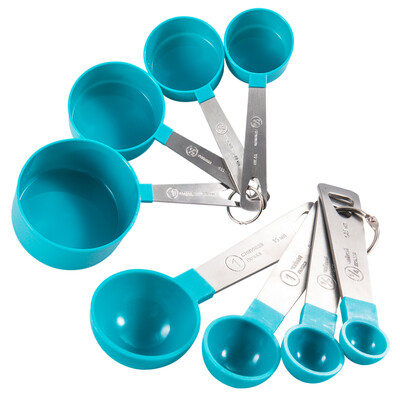 

Jekero baking tools Stainless steel handle Measuring spoon Measuring cup 8pcs blue