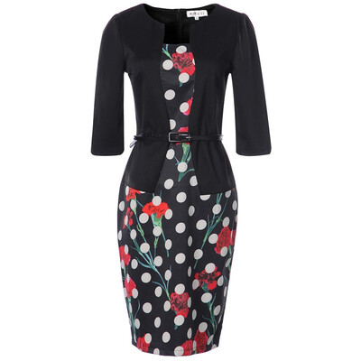 

Alifashion: 3 Colors 2015 Women Plus Size Dresses 4XL 5XL Pencil Dress Sashes Winter Dress Women WinterDdresses 2015 Long Sleeve