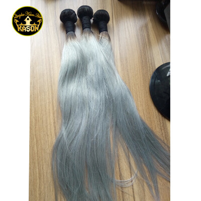 

Kason Ombre Grey Color Brazilian Virgin Hair 3 Bundles Human Hair Weave 1B Grey Silk Straight Free Shipping
