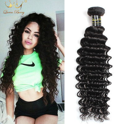 

Hot 8A Deep Wave 5pcs Queen Berry 100% Unprocessed Malaysian Human Hair Orignal Human Hair 8-28inch Natural Black Color