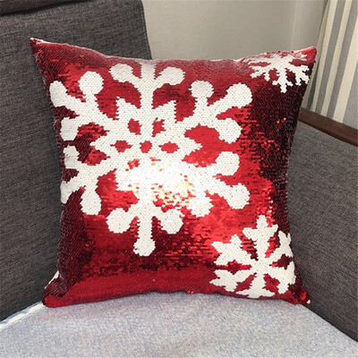 

Christmas Snowflake Deer Head Pattern Sequins Positioning embroidering pillow