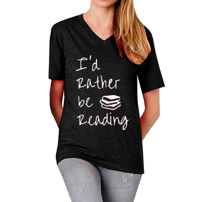 

V-neck Letter Printing T-shirt