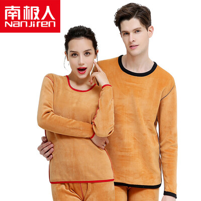 

Antarctic thermal underwear men and women cotton elegant one set thick plus cashmere thermal underwear youth middle-aged underwear suit men's gray gray-L