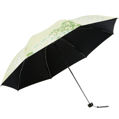 

Paradise umbrella black plastic UPF50 polyester silk spinning tri-fold ultra-light sun umbrella umbrella 31839E beige