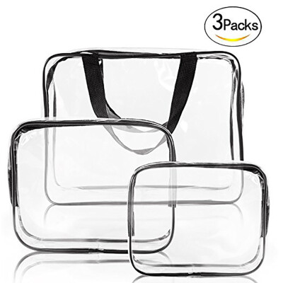 

Sheer Makeup Bags3 Pack Travel Toiletry Cosmetic Bag Portable Waterproof PVC Organizer Case for Men & WomenLargeMediumSmall