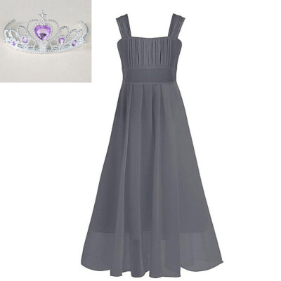 

Girls Shoulderless Long Dress teenage Evening Formal Dresses -Grey