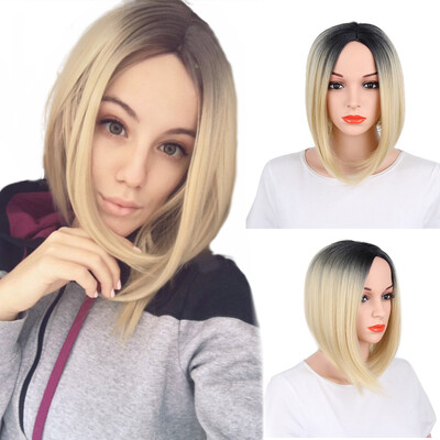 

AISI HAIR 8 Color Ombre Wig Synthetic Hair Short Wigs for Black Women Bob Straight Hair
