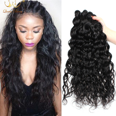 

Queen Berry Malaysian 7A Water Wave Virgin Hair 3cps 100% Unprocessed Human Virgin Hair Naturl Black Color Good Cheap