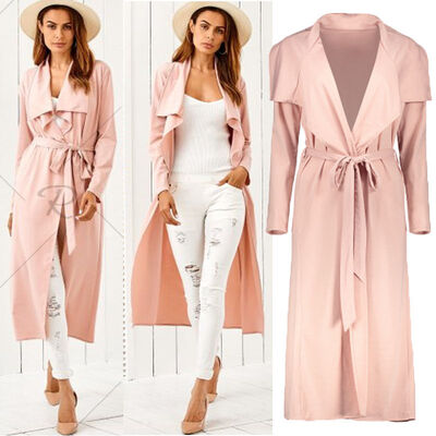 

Womens Basic Solid Lightweight Open Front Long Sleeve Overcoat Cardigan Top UK