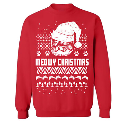 

2017 Red cute cartoon cat Christmas sports hoodie