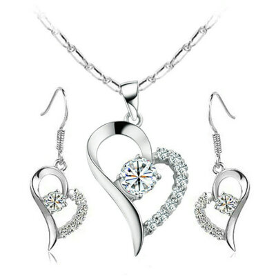 

Yoursfs® Titanic Heart Necklace&Earring Sets 18K White Gold Plated Used Austrian Crystal Set