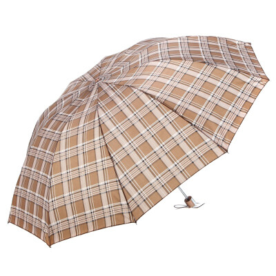 

Jingdong supermarket] paradise big reinforcement three fold steel umbrella 3309E grid 4177 brown