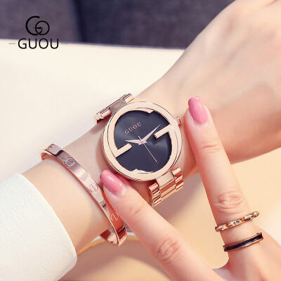 

GUOU Fashion Quartz Watch Women Stainless Steel Watches Luxury Ladies Simple Dress Watch Female Clock