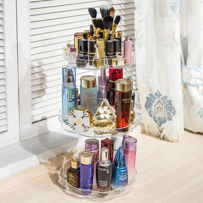 

Vilscijon Victorian transparent acrylic rotating cosmetic case storage box large desktop cosmetic lipstick finishing box jewelry storage box three layers 2252
