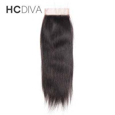 

HCDIVA Brazilian Straight Lace Closure Free/Middle/Three Part Size 100% Virgin Hand Tied Closure No lice No shedding No Tangle