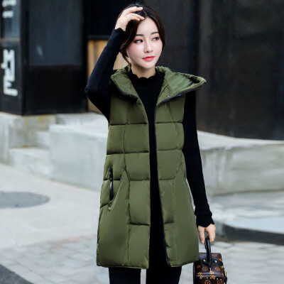 

Autumn and winter cotton vest female jacket Korean version of the Slim in the long section of thick feather cotton waistcoat hoode