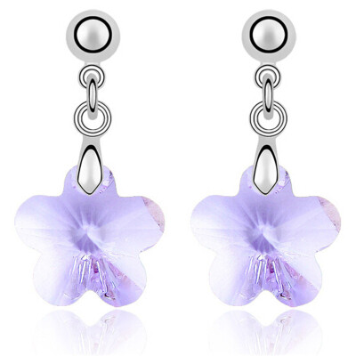 

Austrian Crystal Flower Dangle Earrings For Women Silvet Color Drop Earrings Fashion Jewelry Friendship Party Gift 3658