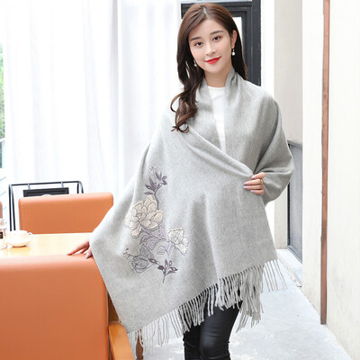 

Shanghai Story (история SHANGHAI) осенью и зимой женщина толстый теплый шерстяной шарф платок красный пион аппликация