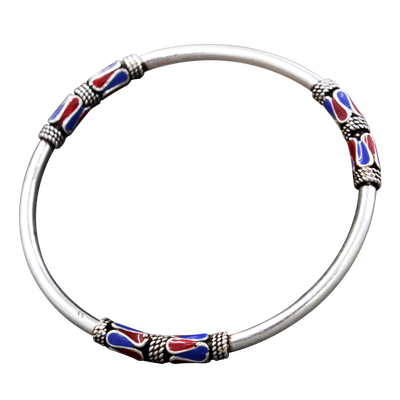 

Luo Linglong s925 Thai silver bracelet family style simple personality temperament retro gift couple bracelet hand original