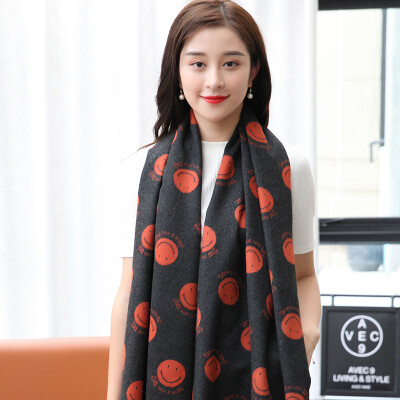 

STORY Of SHANGHAI Ladies' cashmere scarf autumn and winter warm shawl smile blue