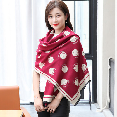 

STORY Of SHANGHAI Ladies&39 cashmere scarf autumn&winter warm shawl smile blue