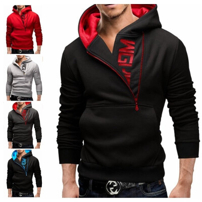 

2017 HOT! New Style Mens Casual Letters Fashion Simple Zipper Hooded Sweater Coat for Men