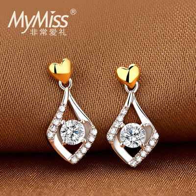 

MyMiss925 silver plated platinum zircon earrings women condensate stud earrings silver