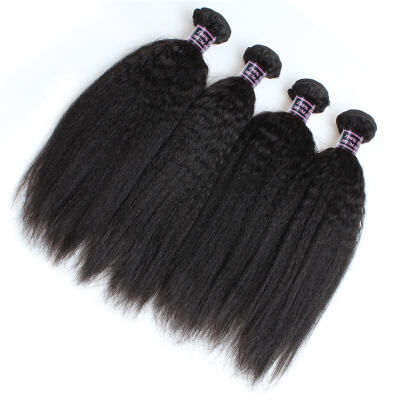 

Kinky Straight Hair 7A Malaysian Hair Weave 4 Bundles Yaki Straight Human Hair Extensions Malaysian Virgin Hair Coarse Yaki